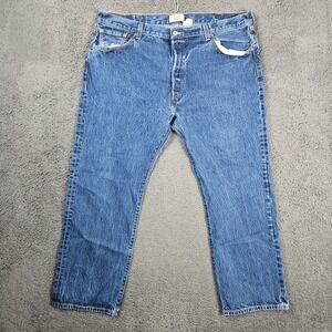 Levis 501 Original Mens Straight Leg Button Fly Blue Denim Jeans W42 L30